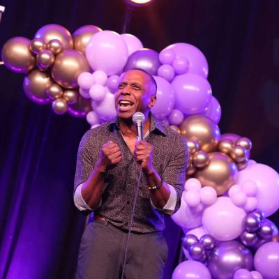 Professional comic Alastair McAlastair, who was also one of the Pros who helped coach the first-time comics, performed a set at Laugh for the Cure. Photo by Caroline Phillips